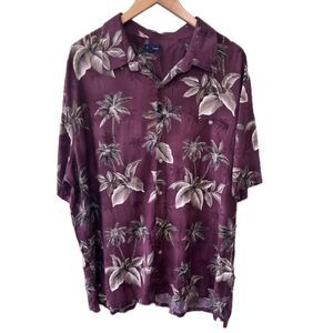 Croft & Barrow Hawaiian Tropical All Over Leaves Button Down Collar Shirt XXL
